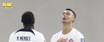 Portugal's Cristiano Ronaldo celebrates scoring their first goal